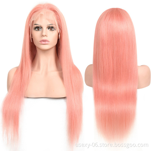 Pink Yellow Purple Blue Green Red Orange Wigs For Black Women Virgin Brazilian Colored Hair Wigs Human Hair Lace Front Wigs